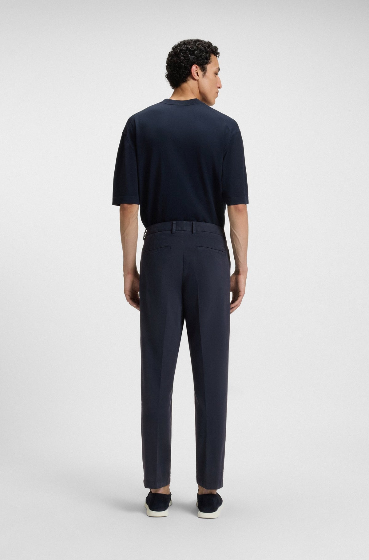 Boss Modern-fit trousers in stretch-cotton gabardine - Blue
