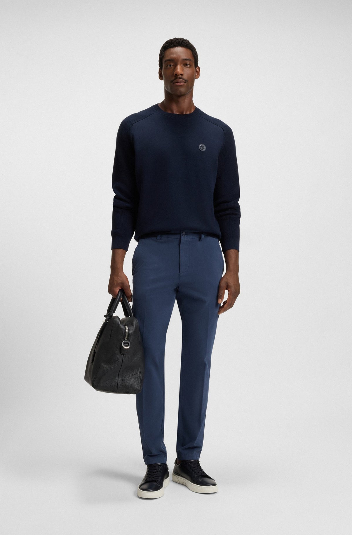 Boss Slim-fit trousers in stretch-cotton twill - Blue