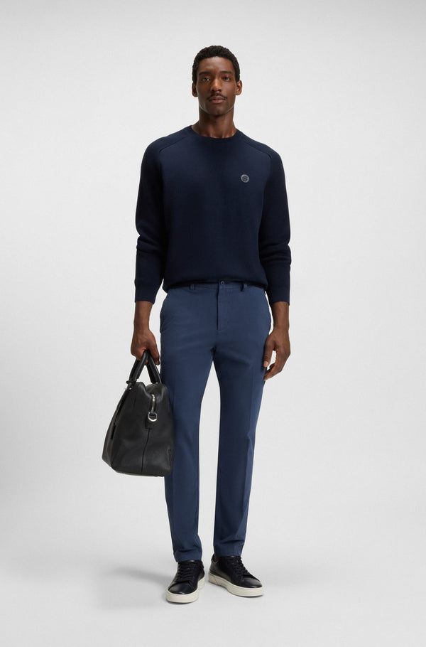 Boss Slim-fit trousers in stretch-cotton twill - Blue