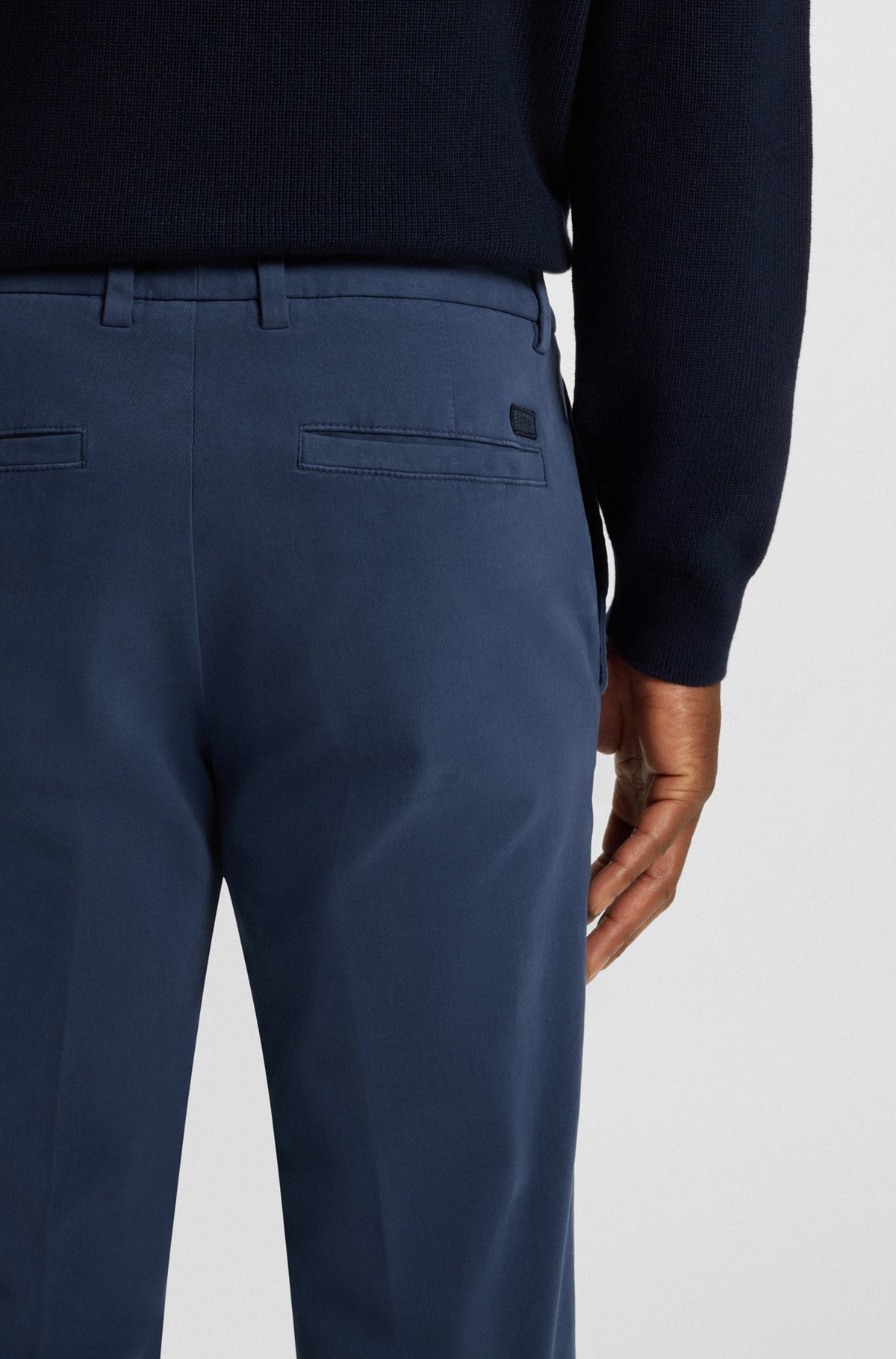 Boss Slim-fit trousers in stretch-cotton twill - Blue