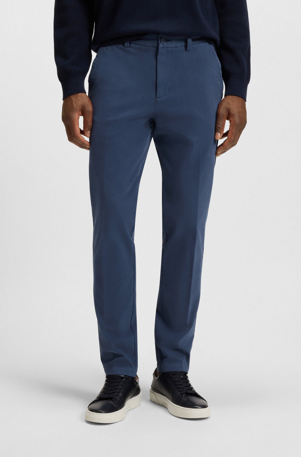 Boss Slim-fit trousers in stretch-cotton twill - Blue