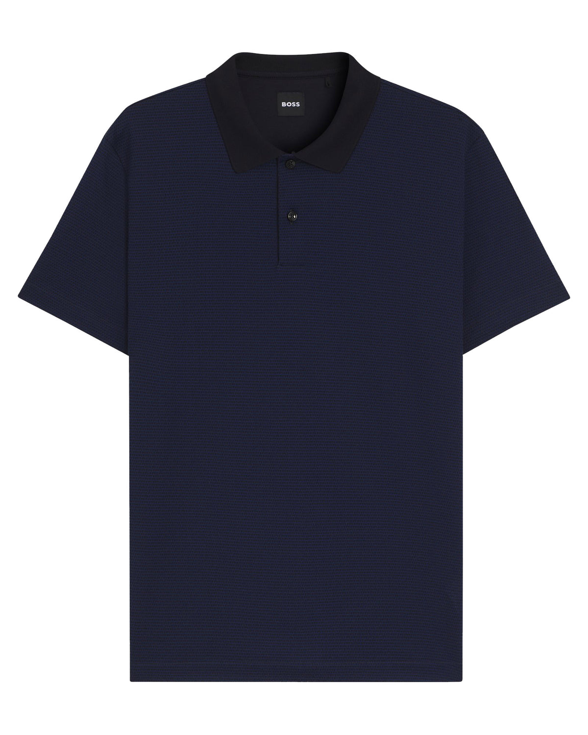 Boss Mercerised-cotton polo shirt with geometric jacquard - Navy