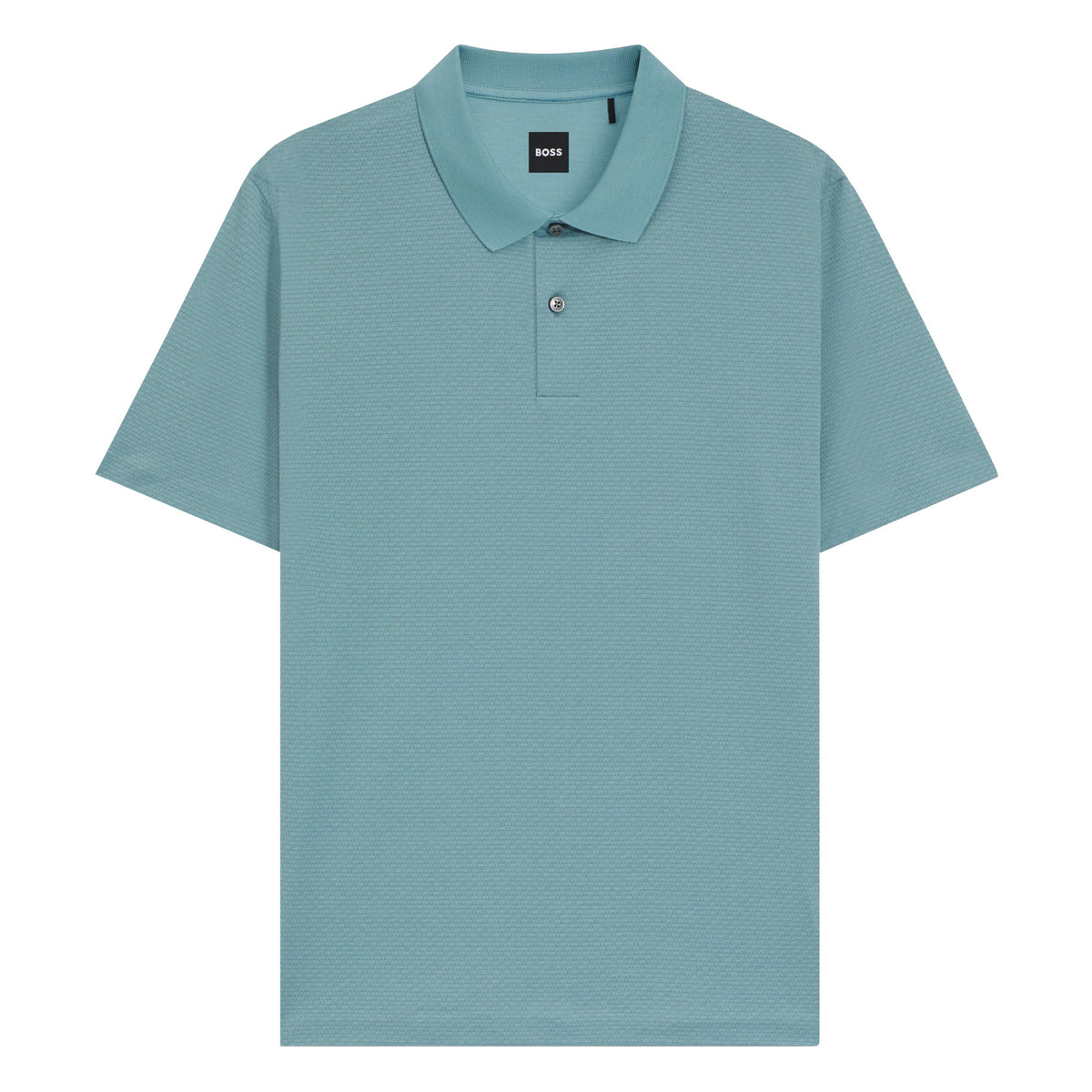 Boss Mercerised-cotton polo shirt with geometric jacquard - Blue