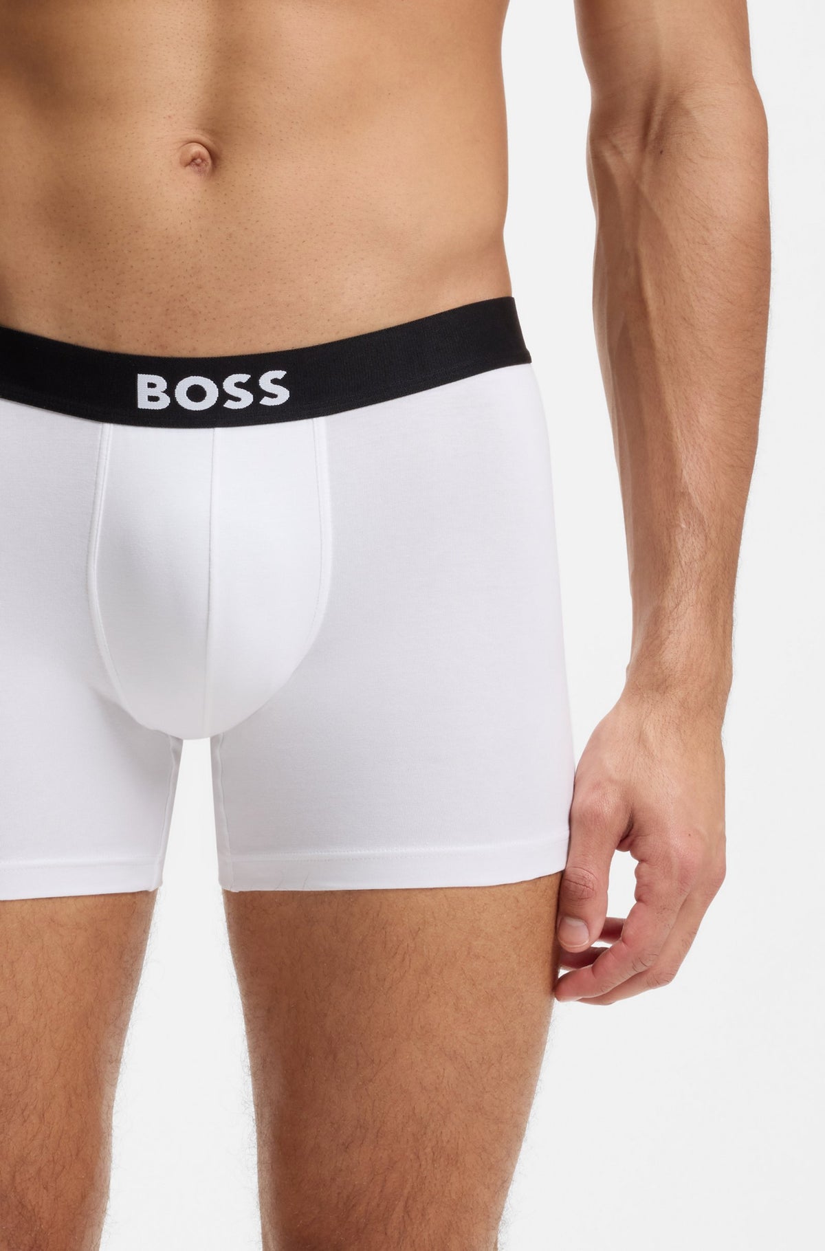 Boss Three-pack of boxer briefs in stretch cotton - White