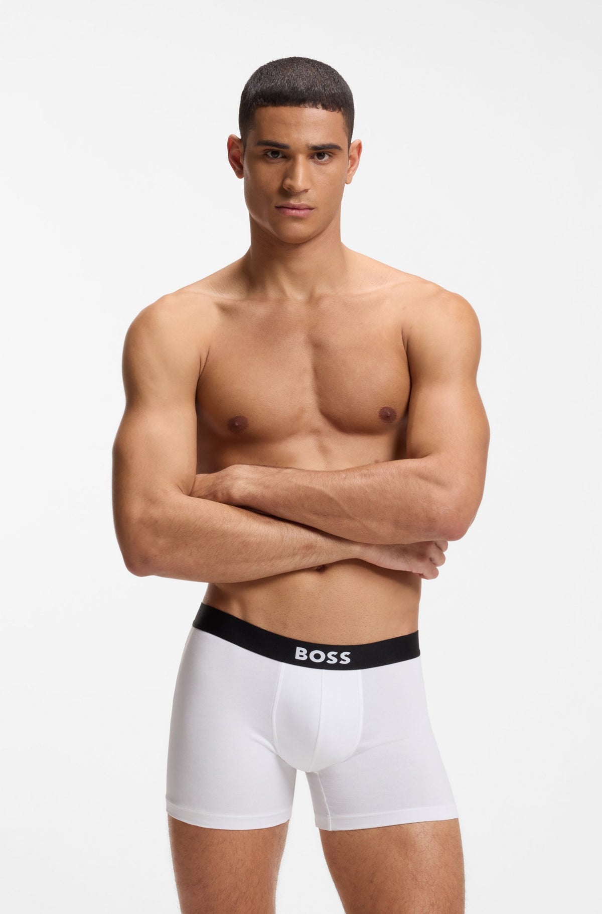 Boss Three-pack of boxer briefs in stretch cotton - White