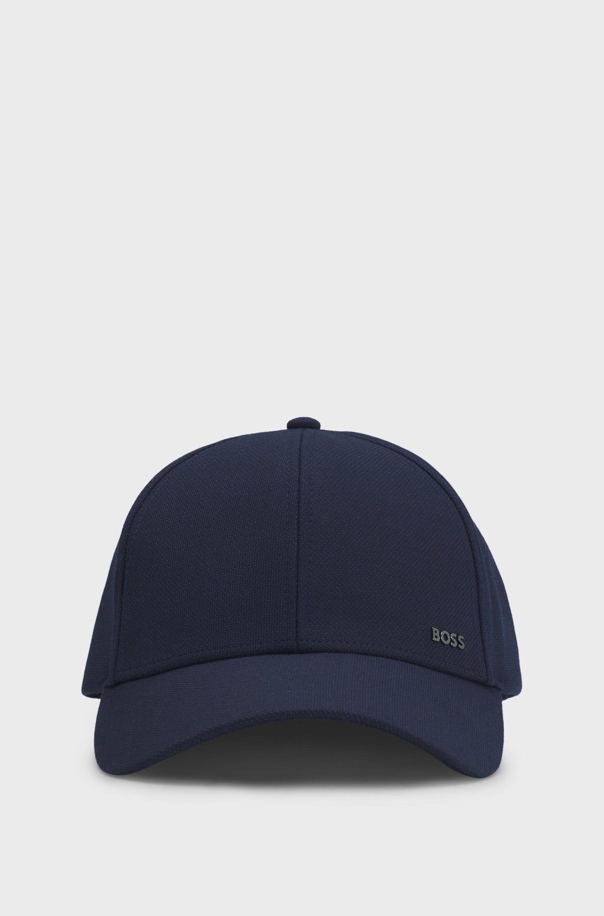 Boss  Knitted-piqué cap with logo patch - Navy