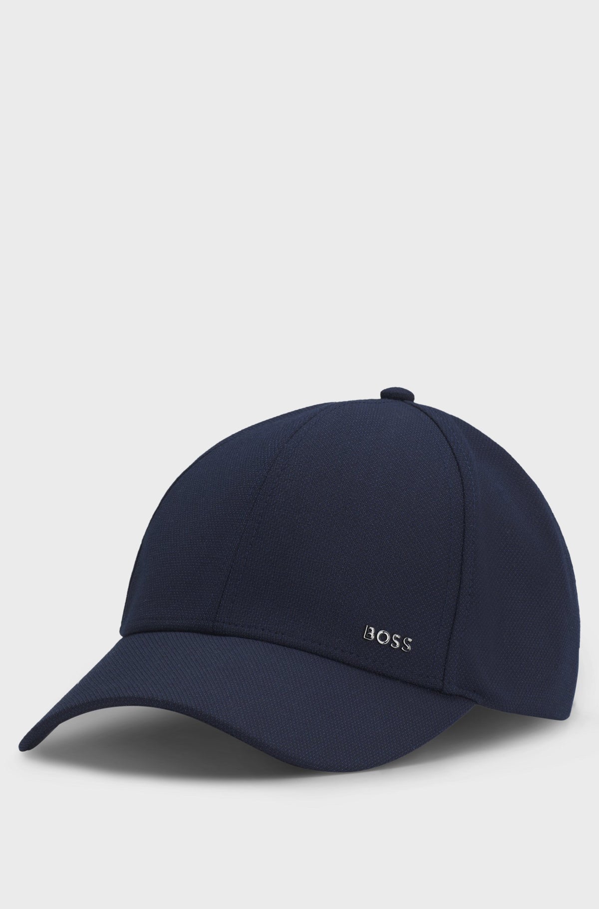 Boss  Knitted-piqué cap with logo patch - Navy
