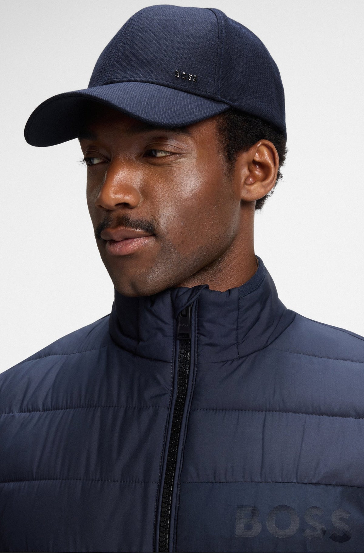 Boss  Knitted-piqué cap with logo patch - Navy