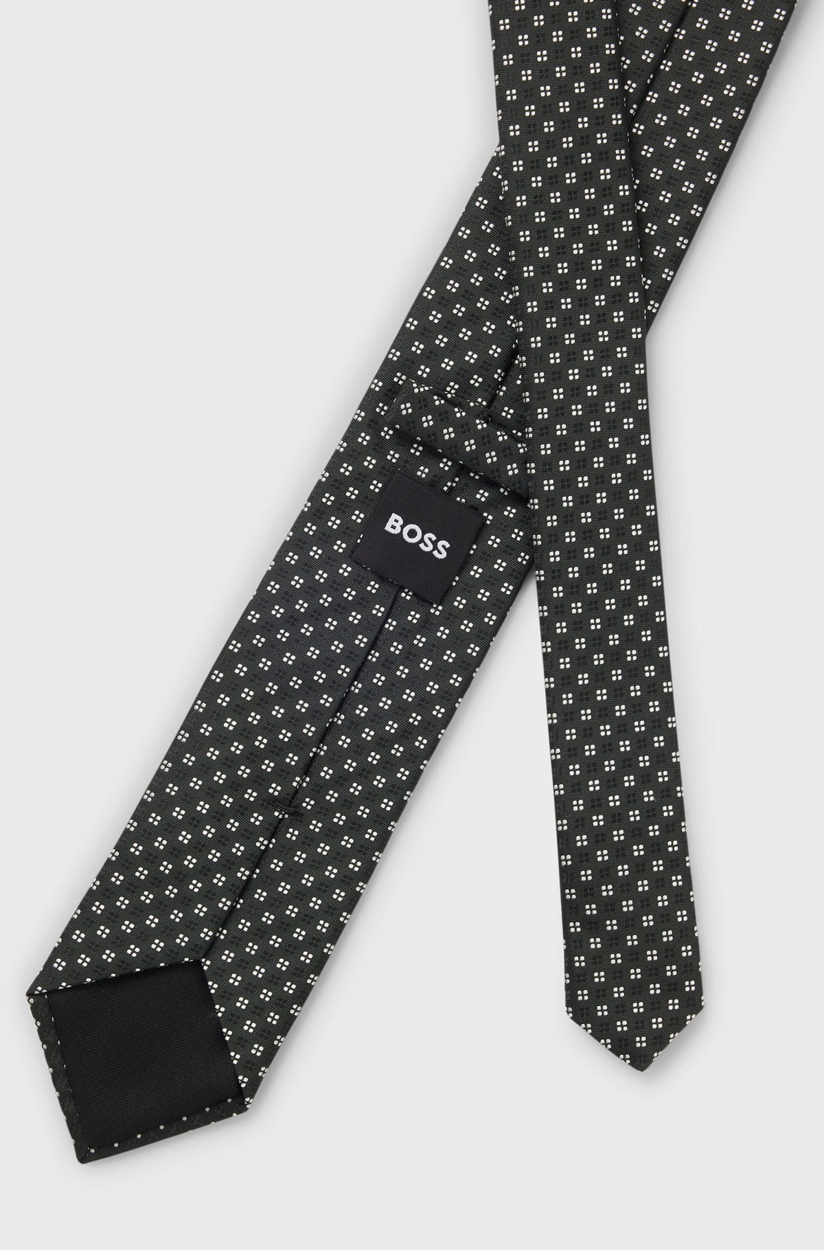 Boss Silk-blend tie with jacquard pattern - Grey