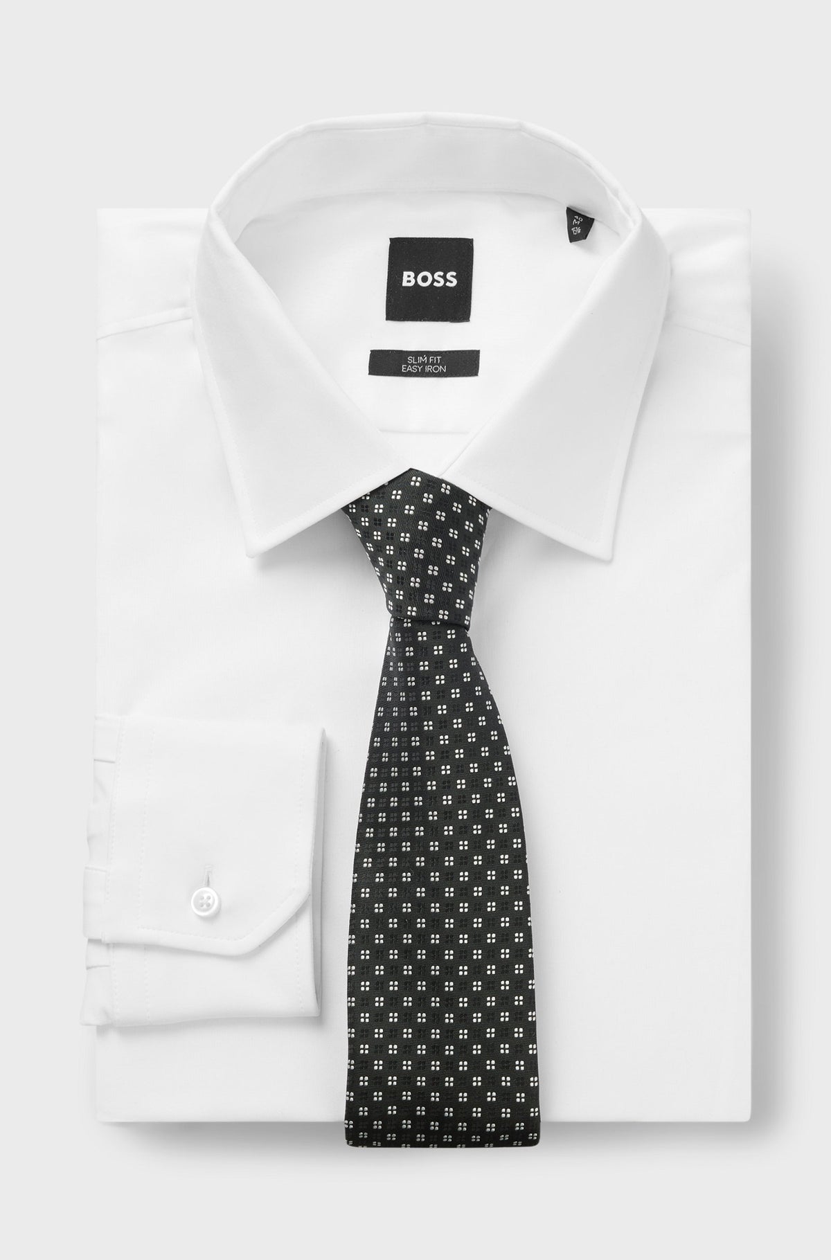 Boss Silk-blend tie with jacquard pattern - Grey