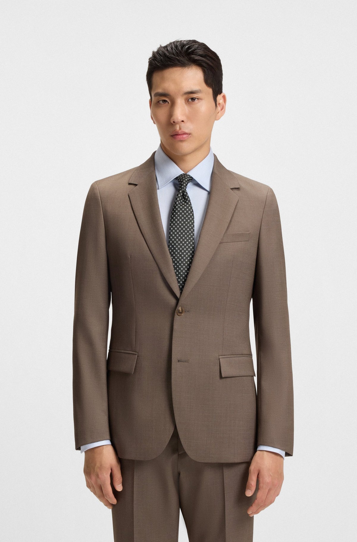 Boss Silk-blend tie with jacquard pattern - Grey