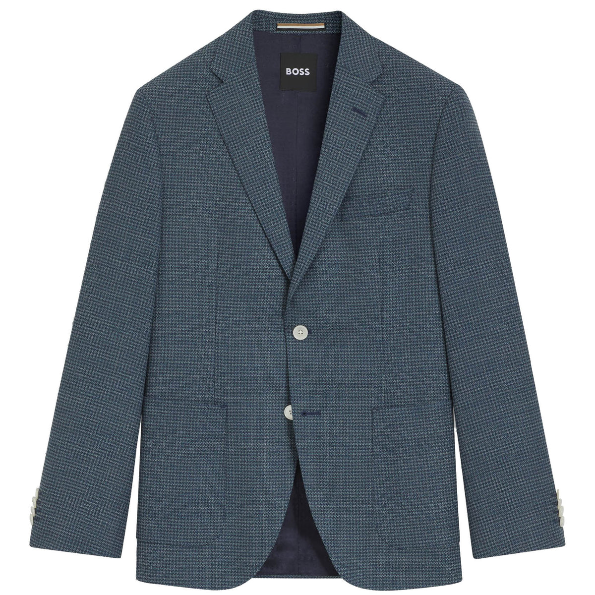 Boss Regular-fit blazer in a patterned wool blend - Navy