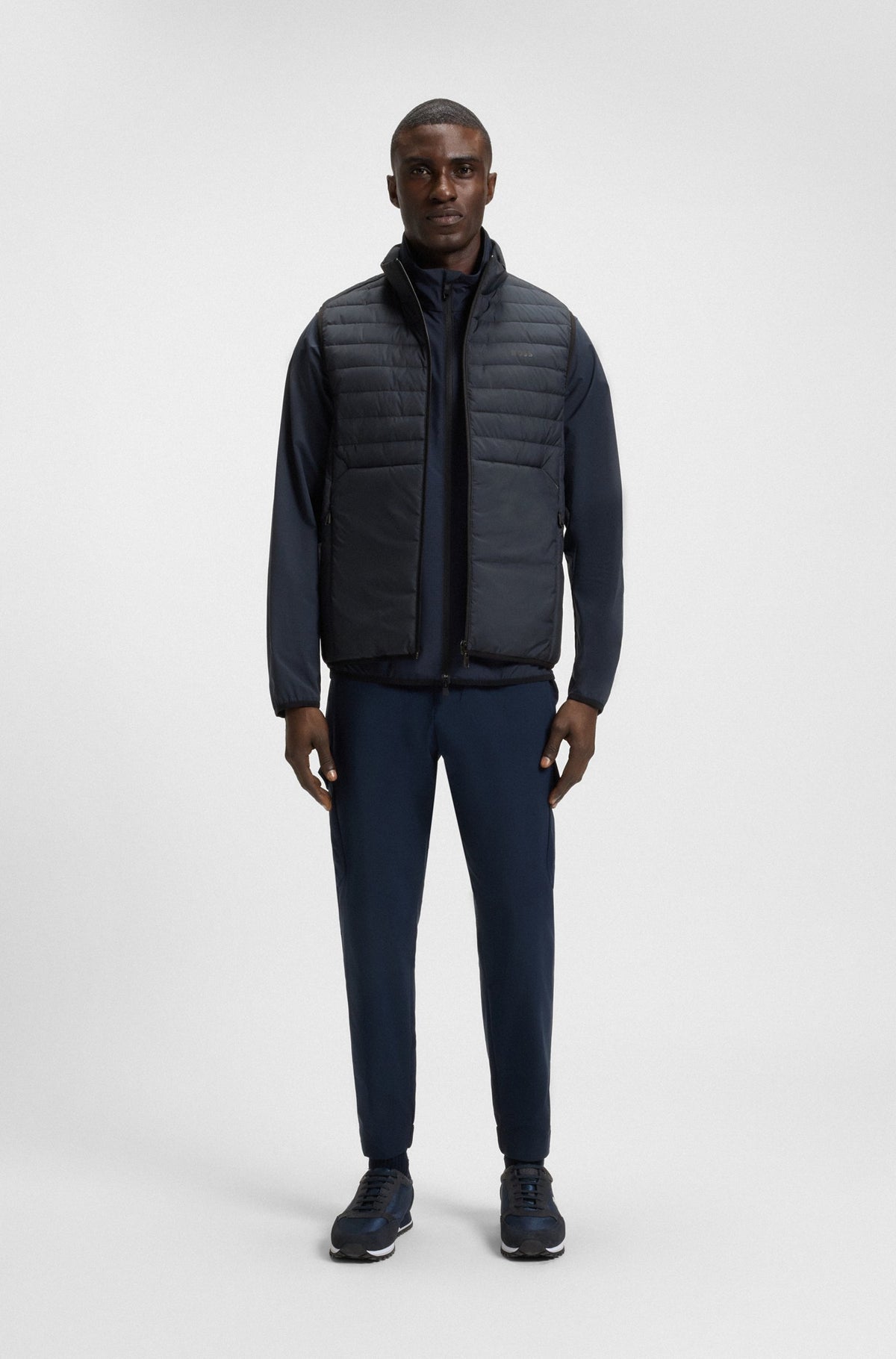 Boss Water-repellent gilet with decorative reflective accents - Navy