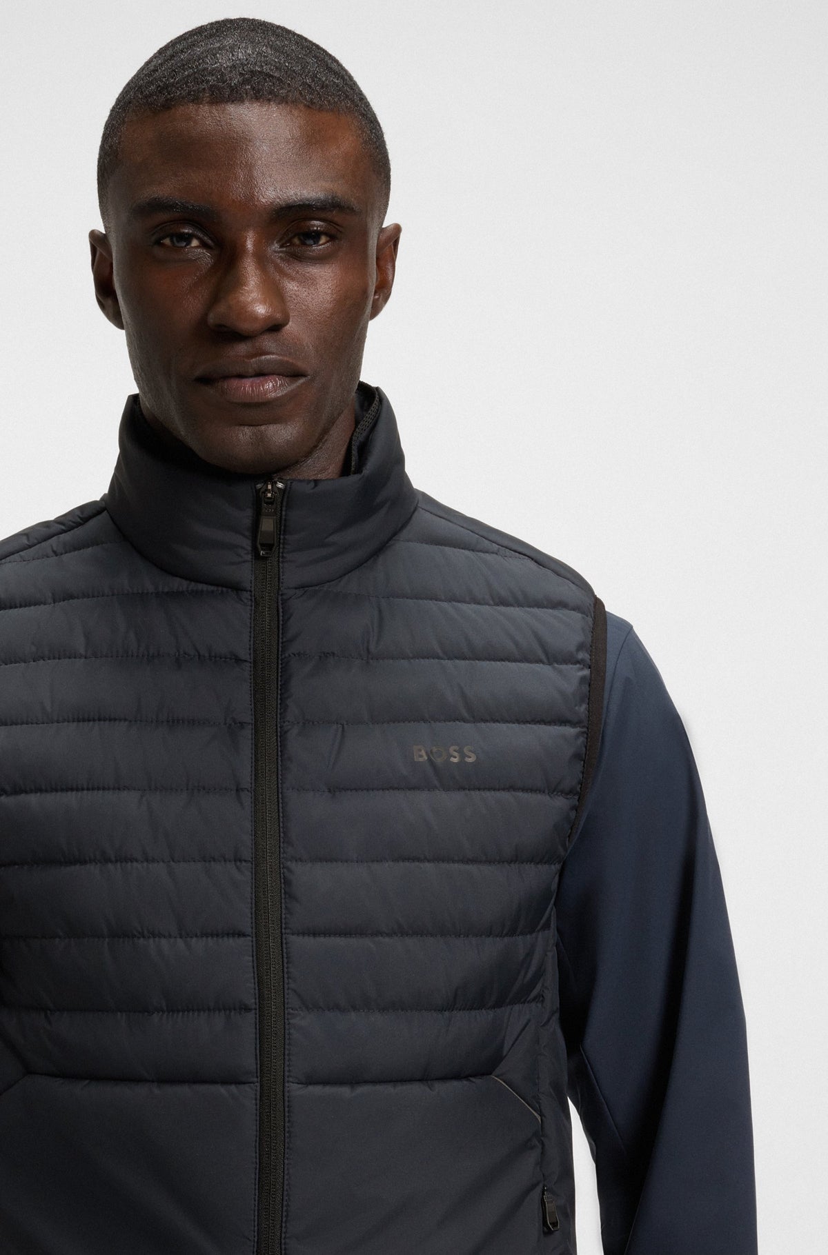 Boss Water-repellent gilet with decorative reflective accents - Navy