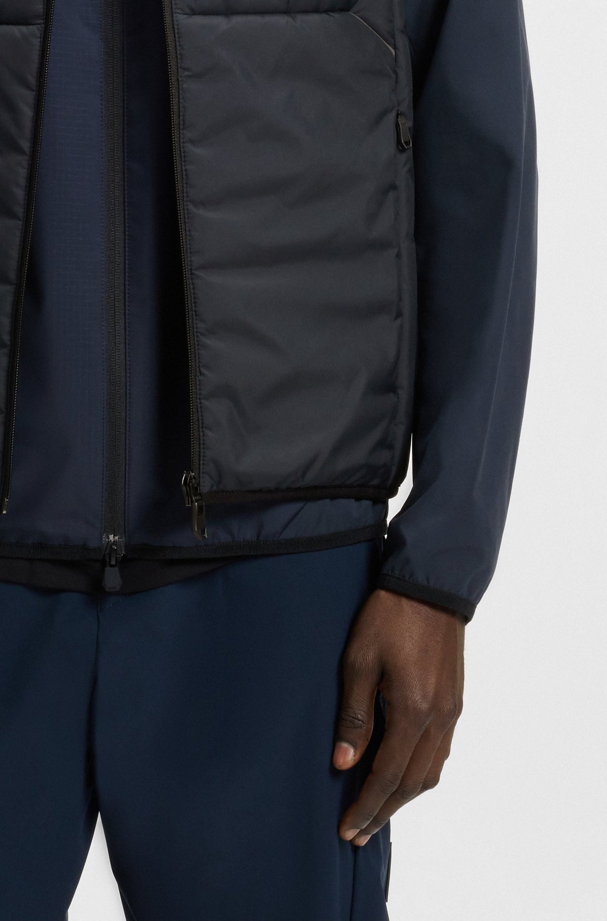 Boss Water-repellent gilet with decorative reflective accents - Navy