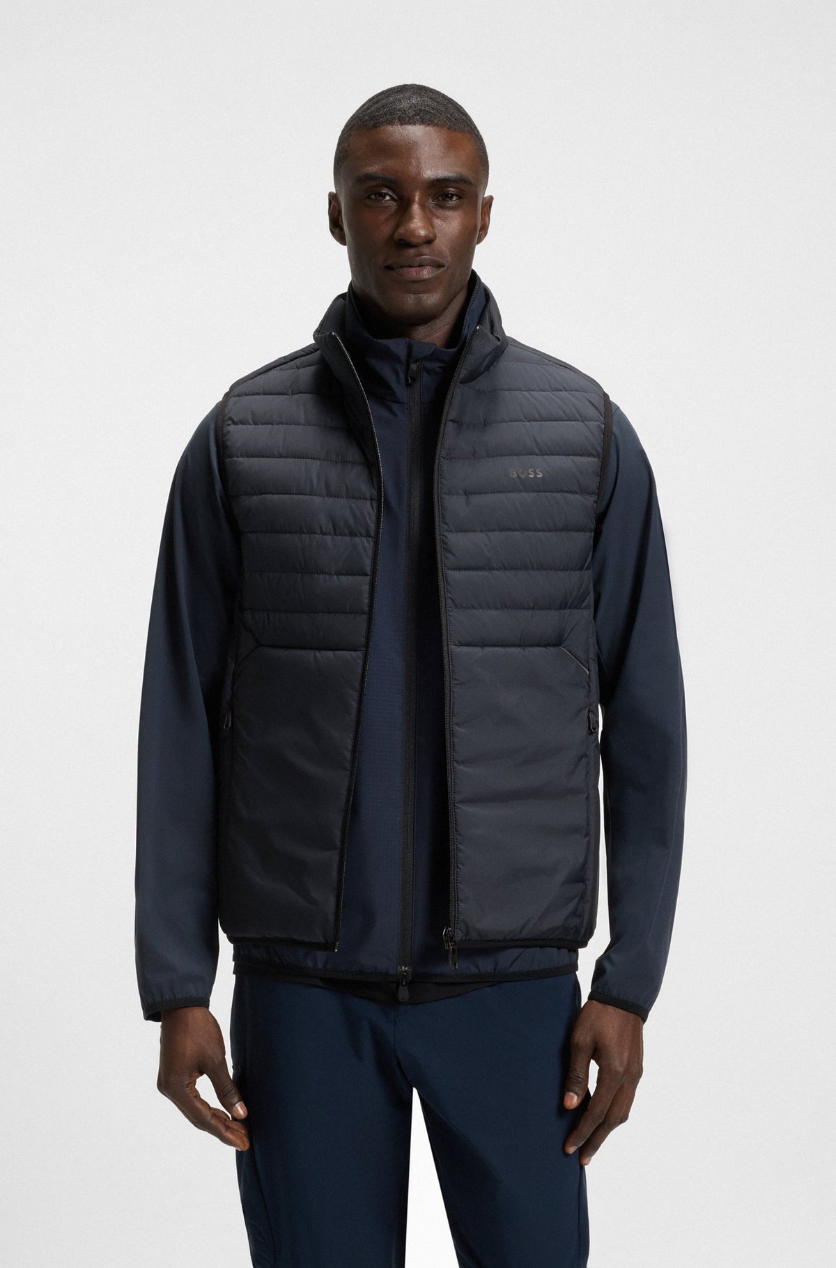 Boss Water-repellent gilet with decorative reflective accents - Navy
