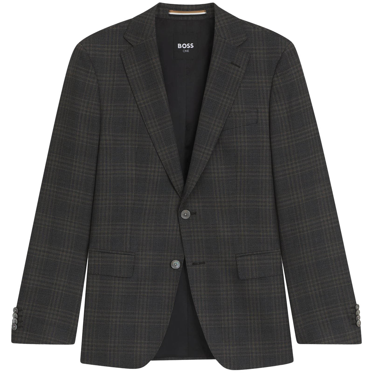Boss Slim-fit blazer in checked virgin wool - Black Patterned