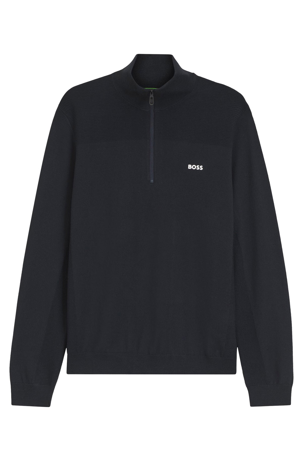 BOSS Green Virgin Wool-Blend Zip-Neck Sweater – Blue