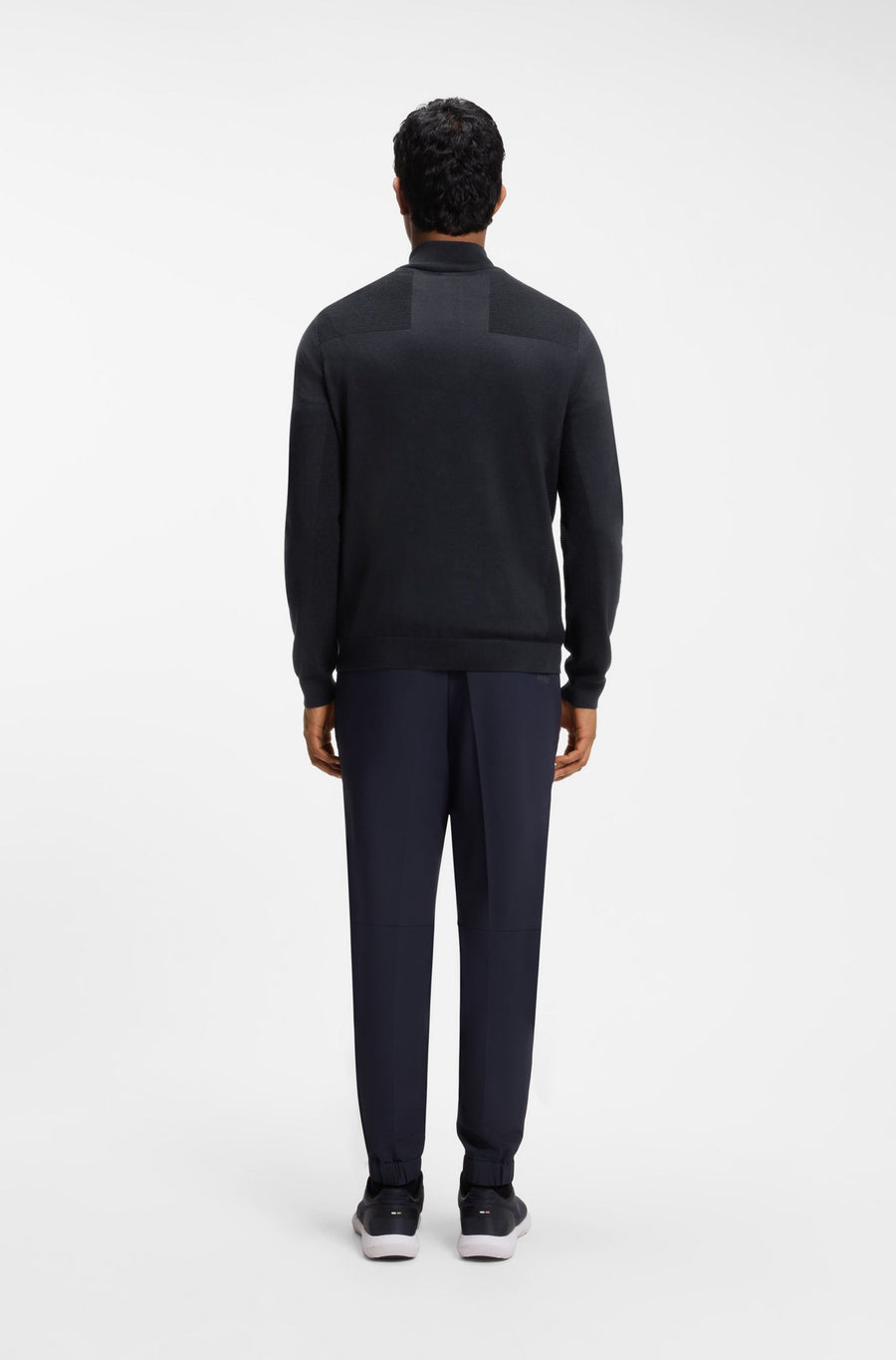 BOSS Green Virgin Wool-Blend Zip-Neck Sweater – Blue