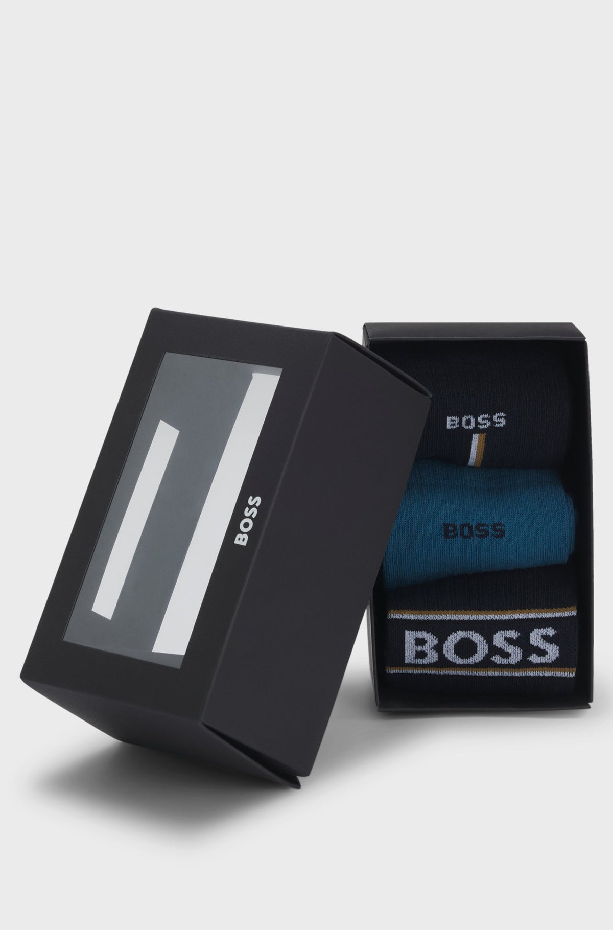 Boss Three-pack of short-length socks with logo details - Navy / Blue