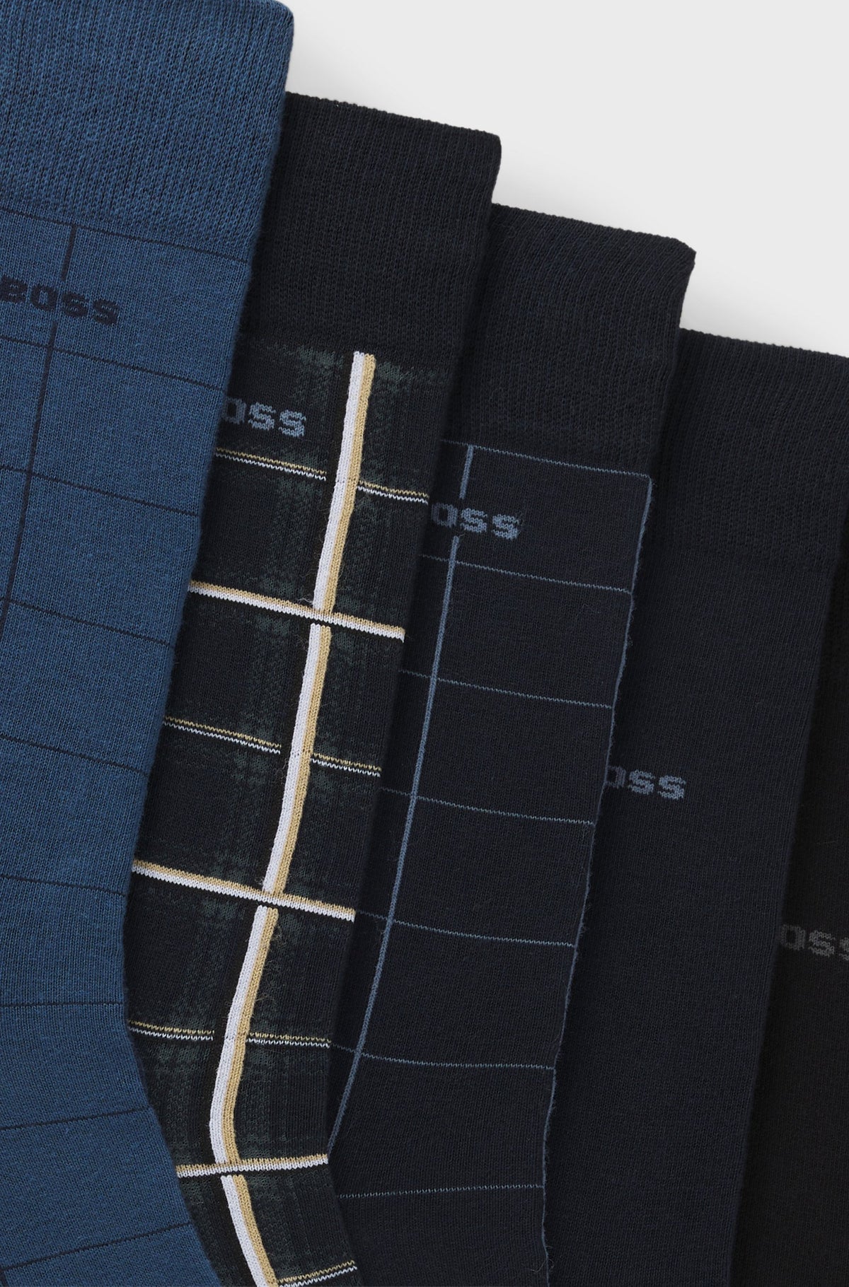 Boss Five-pack of regular-length socks with logos - Blue / Navy