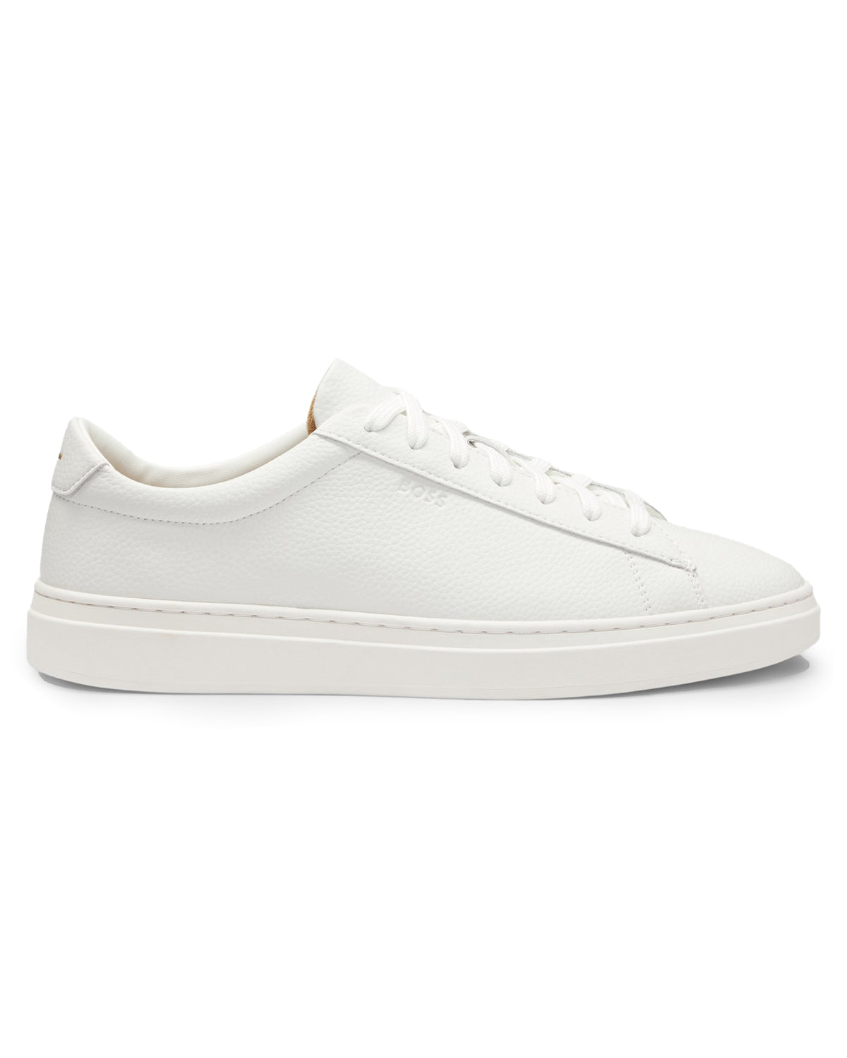 Boss Grained-leather trainers with rubber sole - White