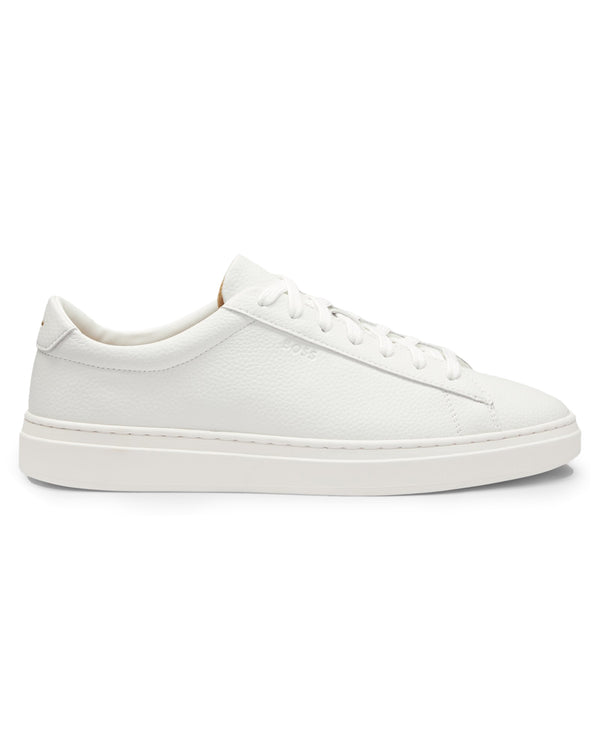 Boss Grained-leather trainers with rubber sole - White