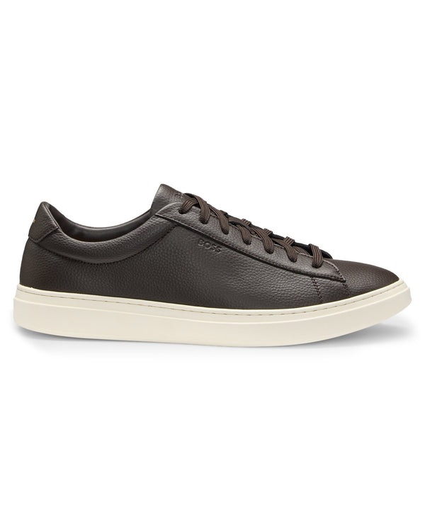 BOSS Kieran Grained Leather Trainers – Brown