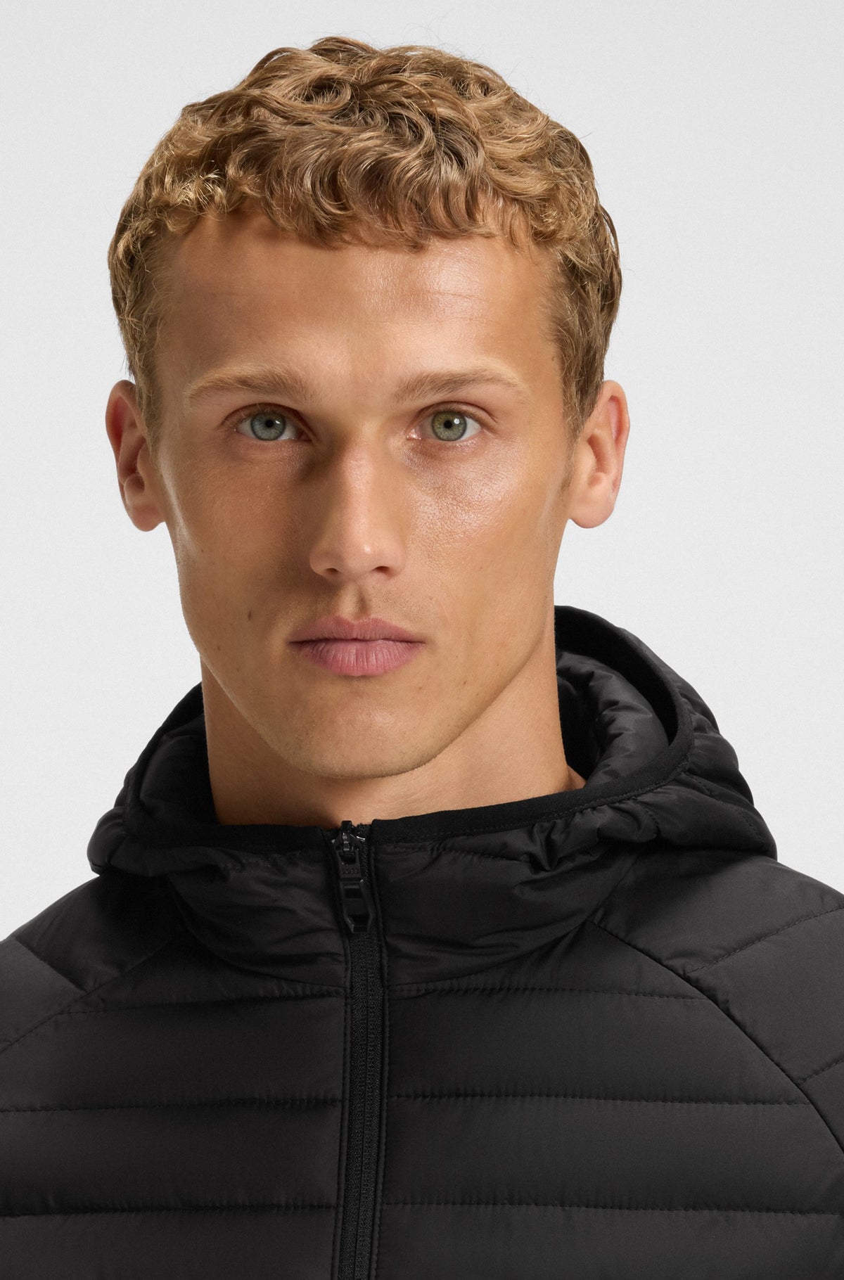 Boss  Water-repellent hooded jacket with decorative reflective details - Black