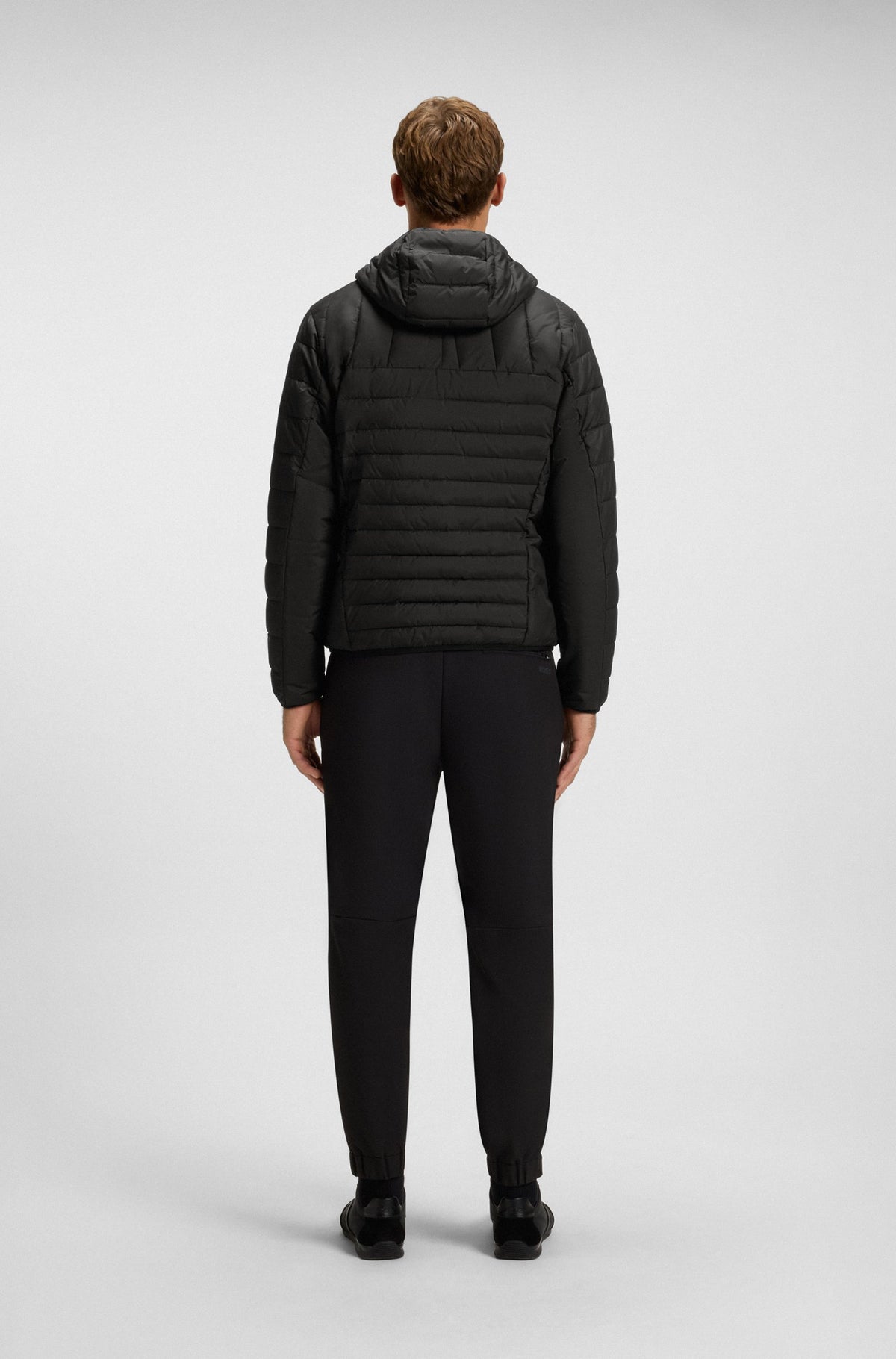 Boss  Water-repellent hooded jacket with decorative reflective details - Black