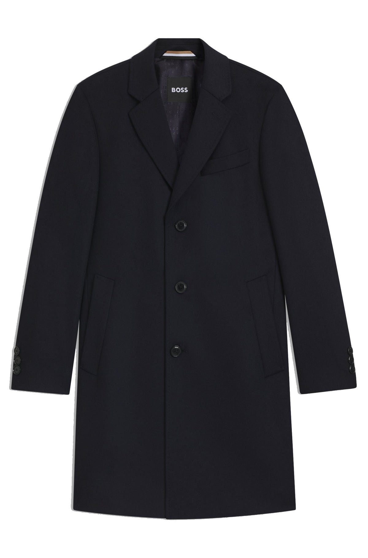 Boss Slim-fit coat in wool and cashmere - Blue