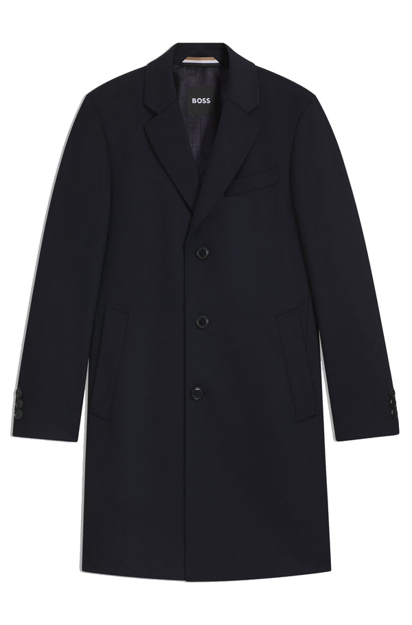 Boss Slim-fit coat in wool and cashmere - Blue