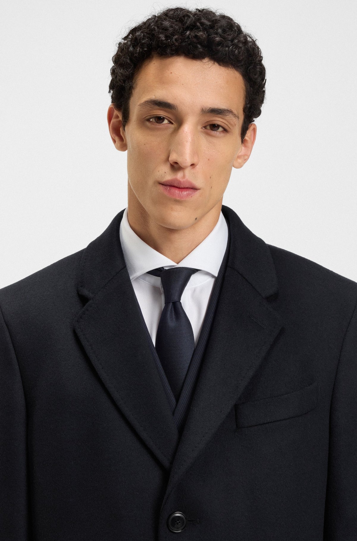 Boss Slim-fit coat in wool and cashmere - Blue