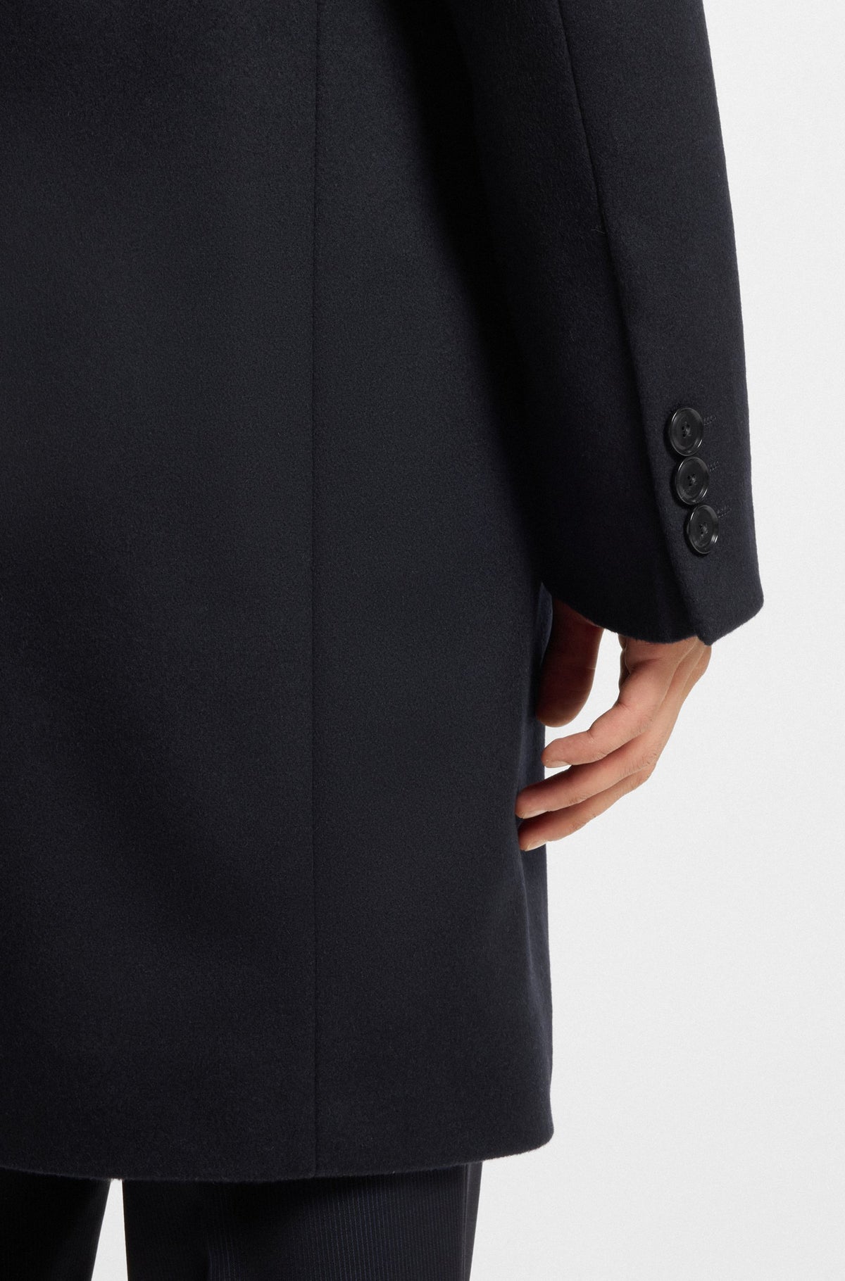 Boss Slim-fit coat in wool and cashmere - Blue