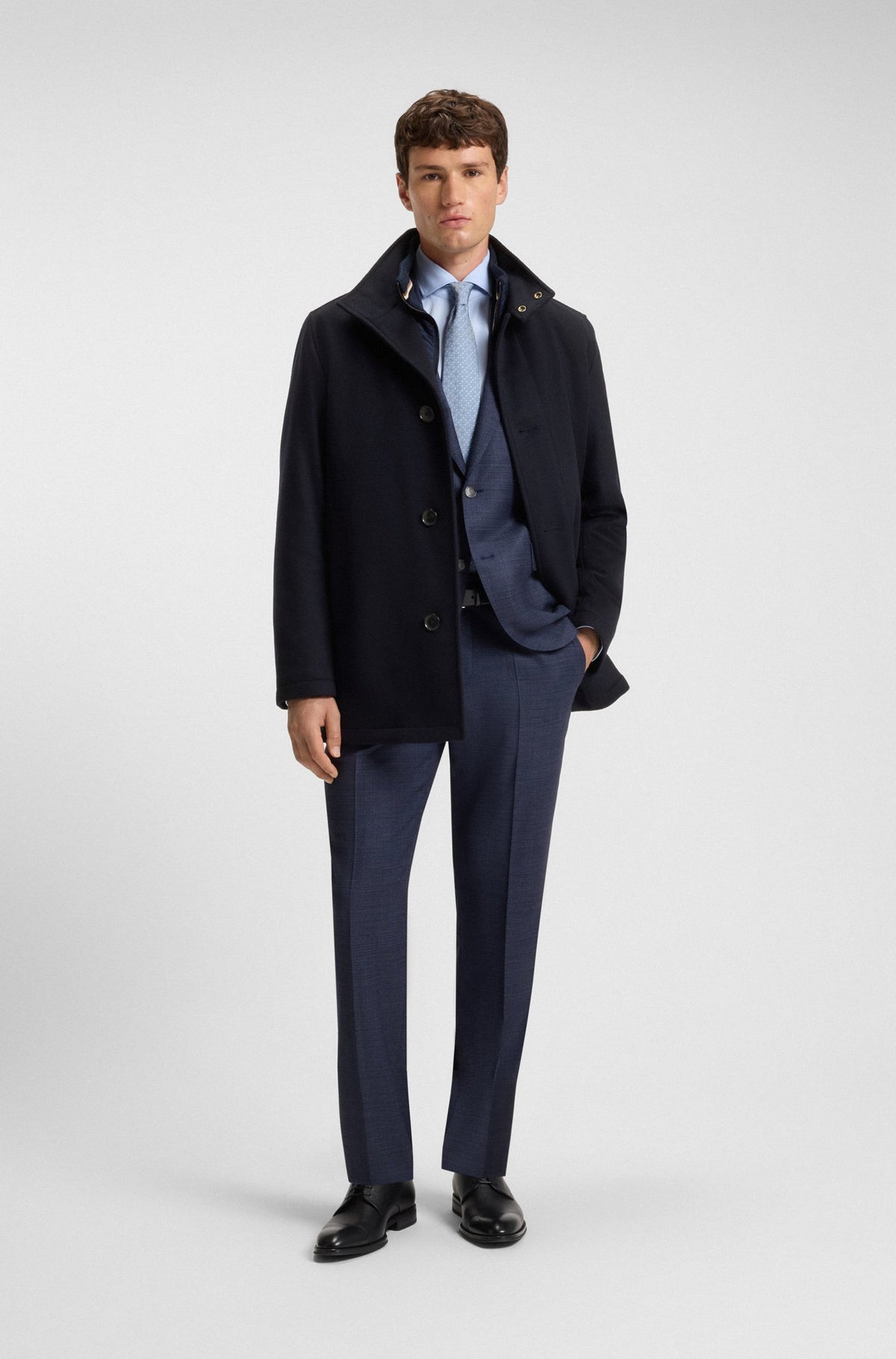 Boss Relaxed-fit coat in wool and cashmere - Navy