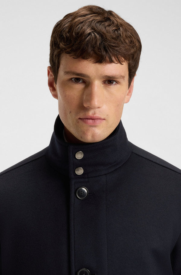 Boss Relaxed-fit coat in wool and cashmere - Navy