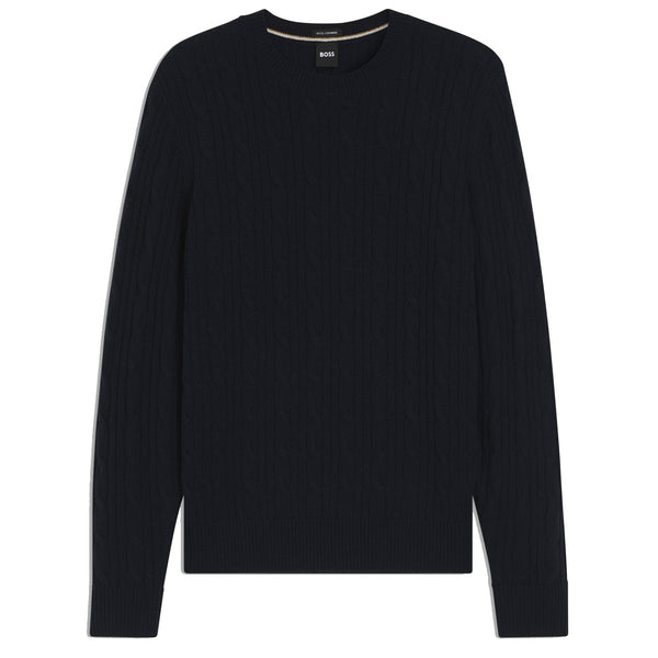 Boss  Cable-knit sweater in wool and cashmere - Blue
