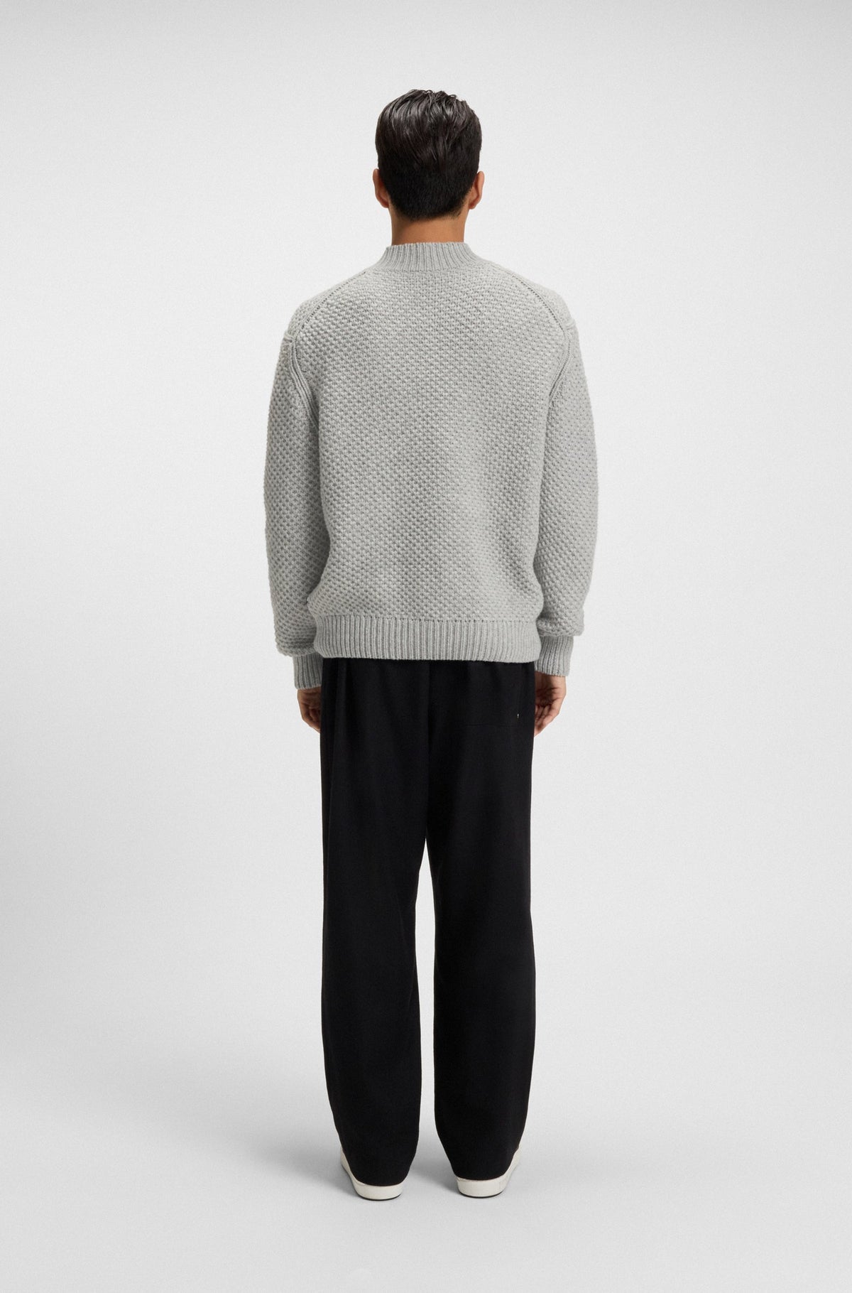 Boss Virgin-wool sweater with structured knit - Grey