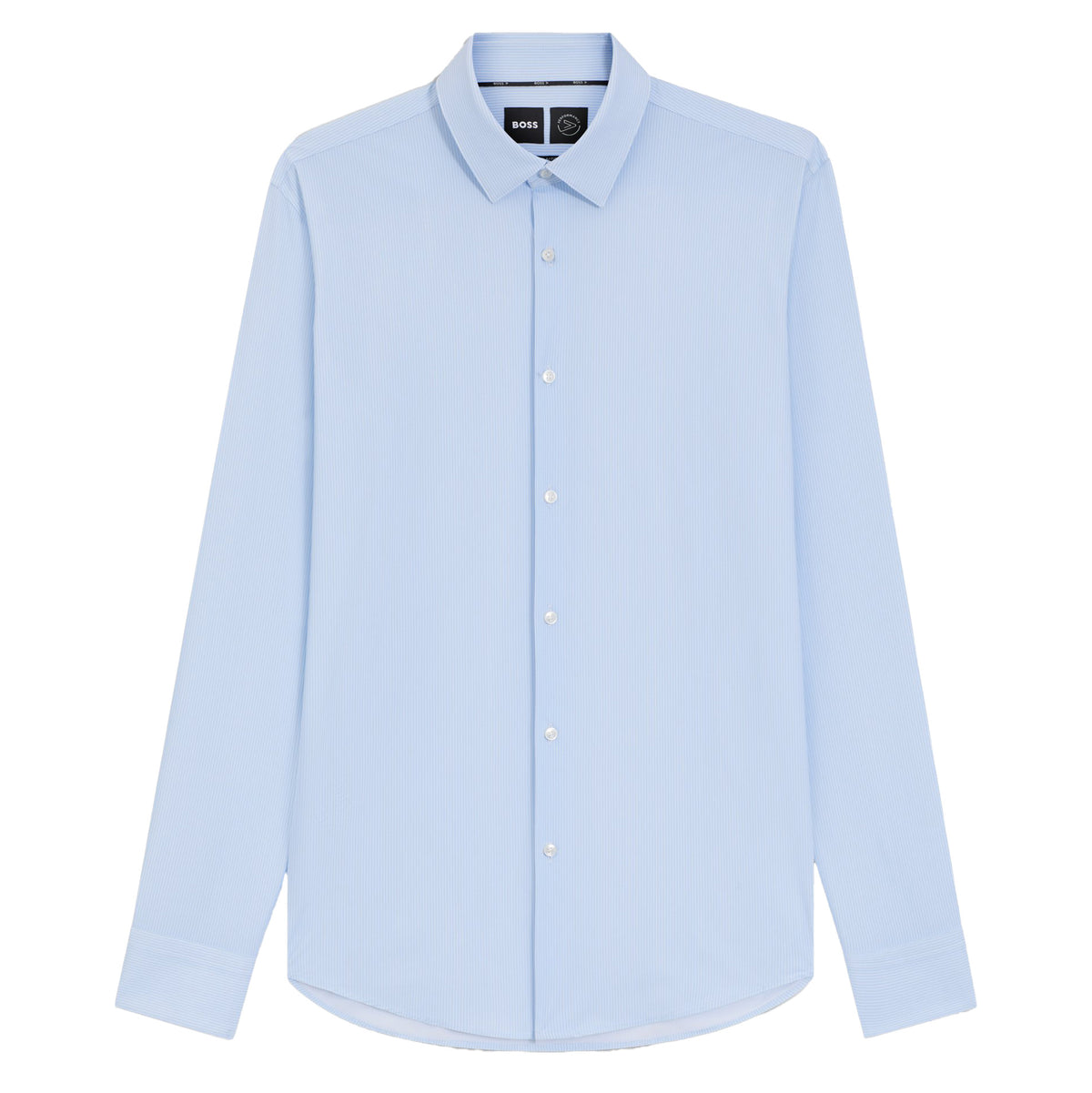 Boss Slim-fit shirt in printed performance-stretch jersey - Blue