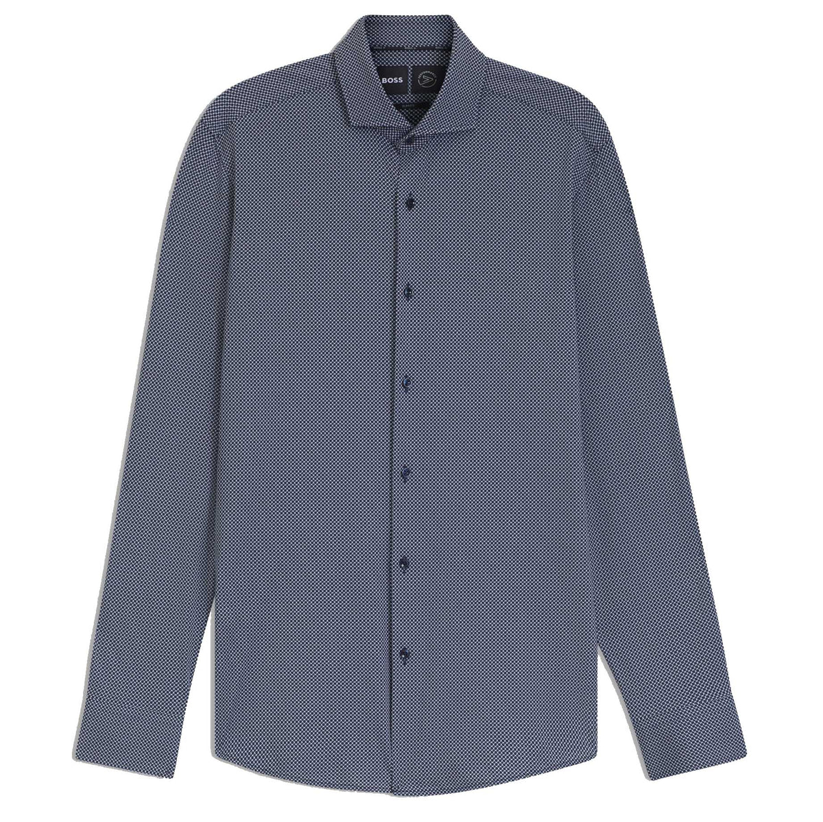 Boss Slim-fit shirt in printed Italian-made performance-stretch jersey - Blue