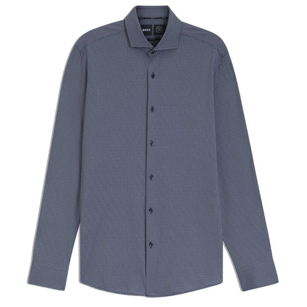 Boss Slim-fit shirt in printed Italian-made performance-stretch jersey - Blue
