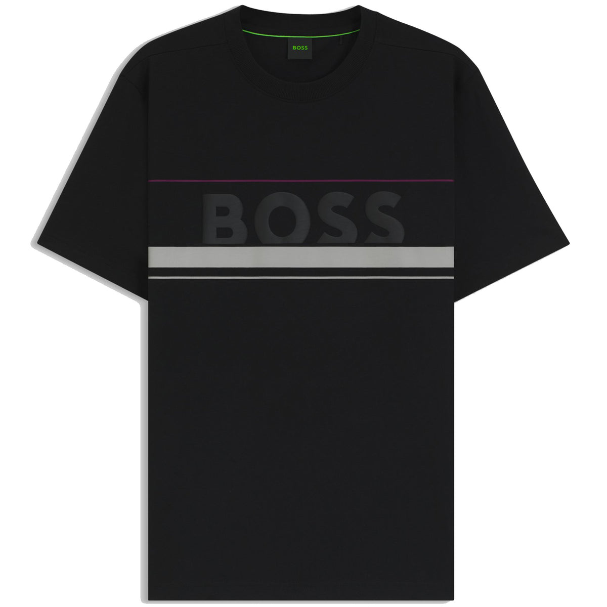Boss Cotton-jersey T-shirt with stripes and logo - Black