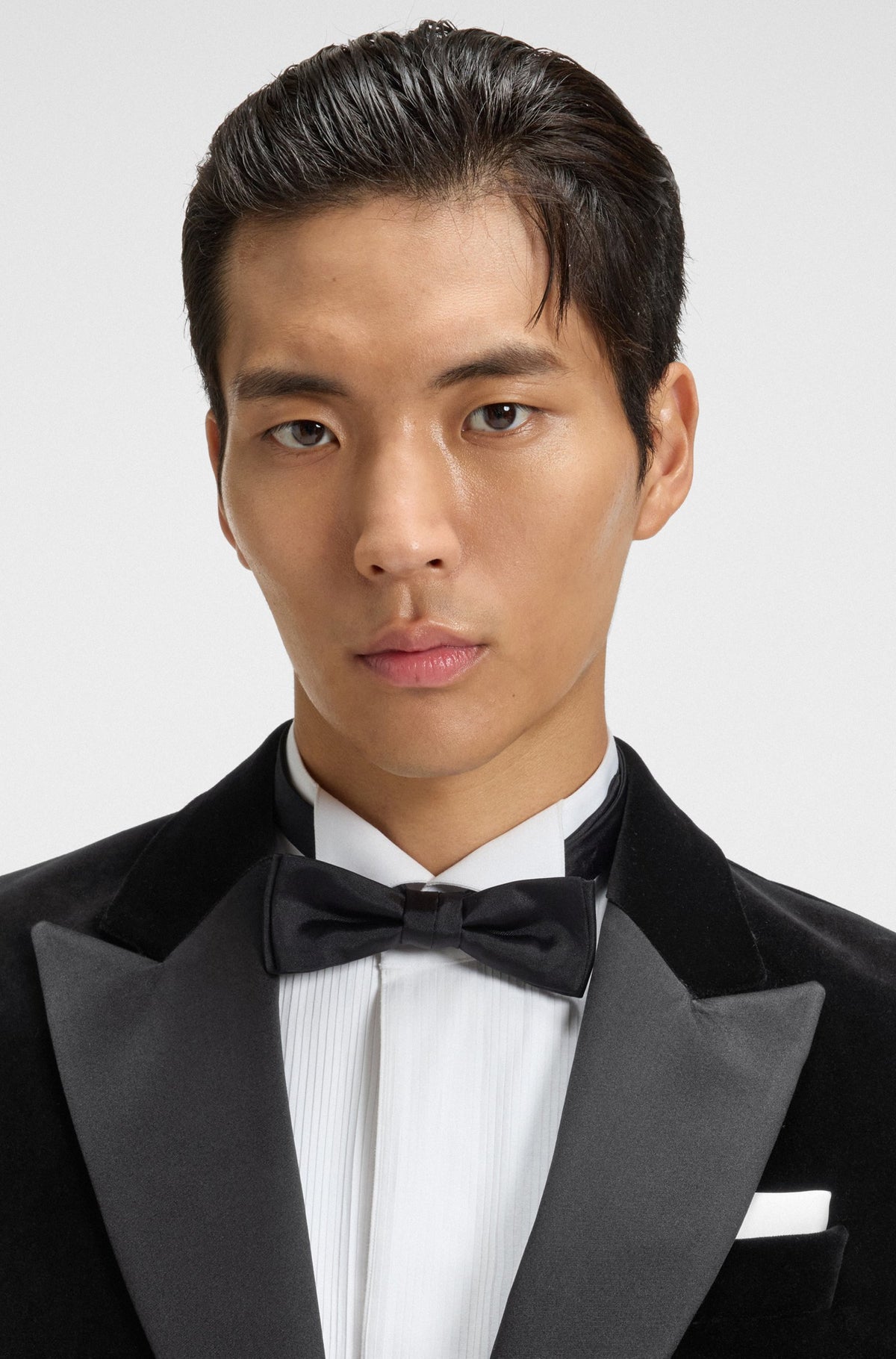 Boss Slim-fit tuxedo jacket in cotton velvet - Black