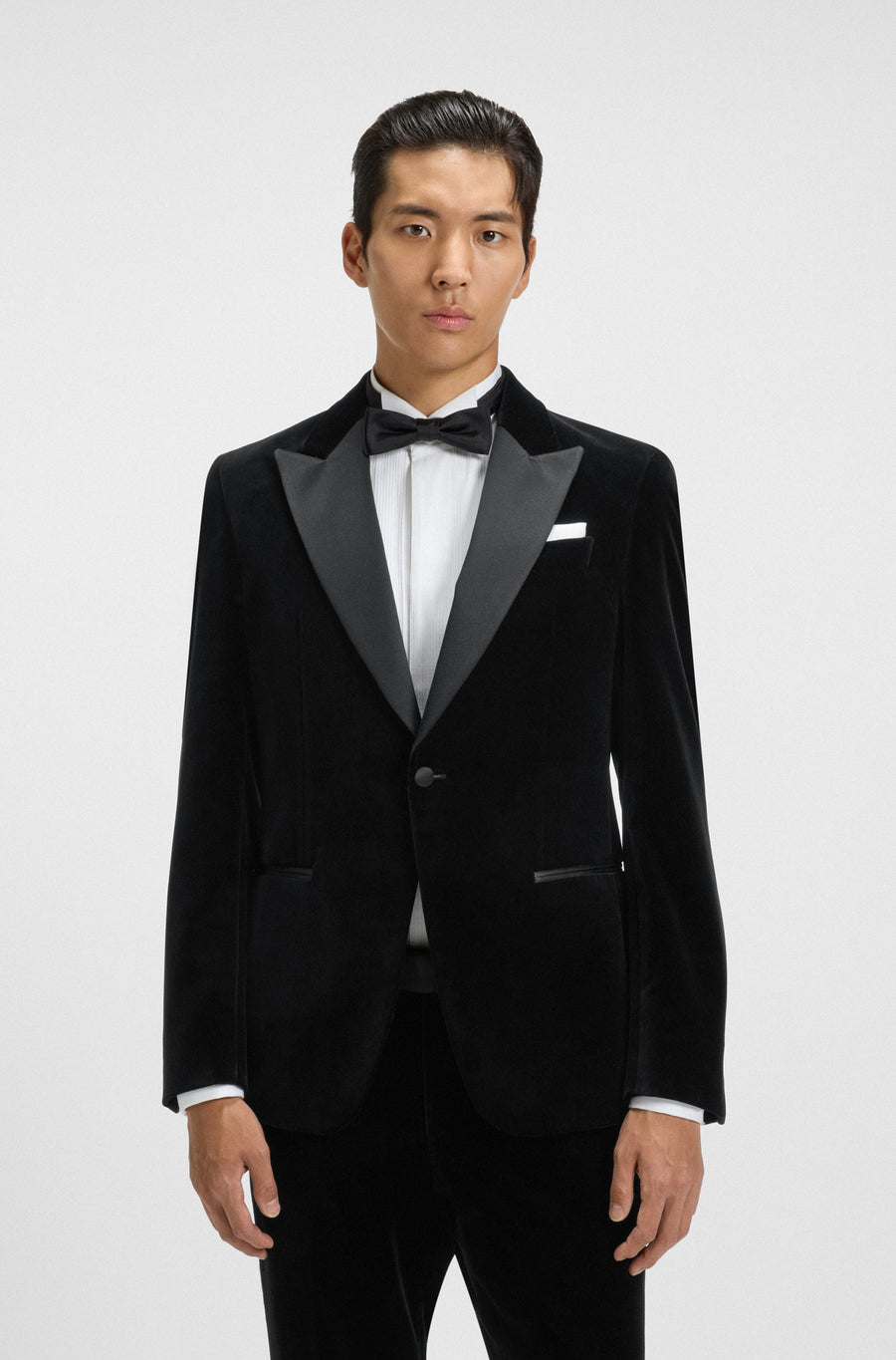 BOSS Slim Fit Cotton Velvet Tuxedo Jacket – Black