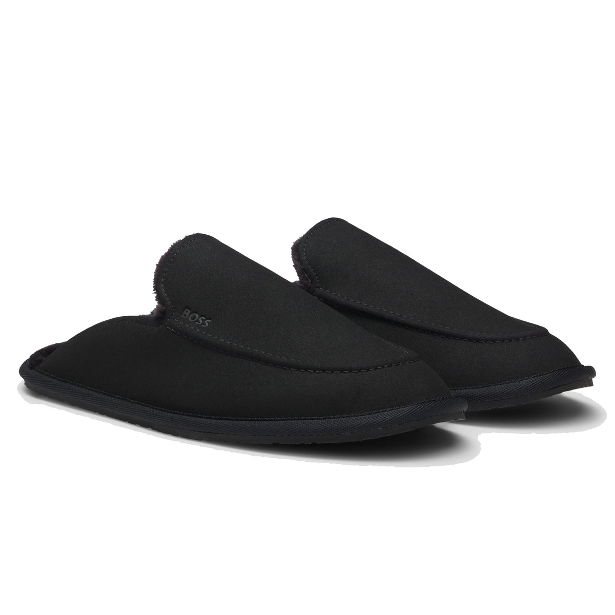 Boss Microfibre slippers with rubber sole - Black