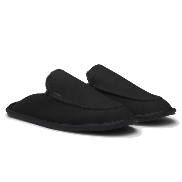 Boss Microfibre slippers with rubber sole - Black