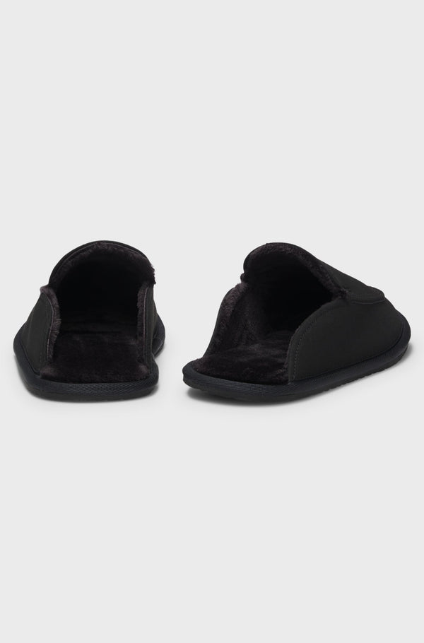 Boss Microfibre slippers with rubber sole - Black