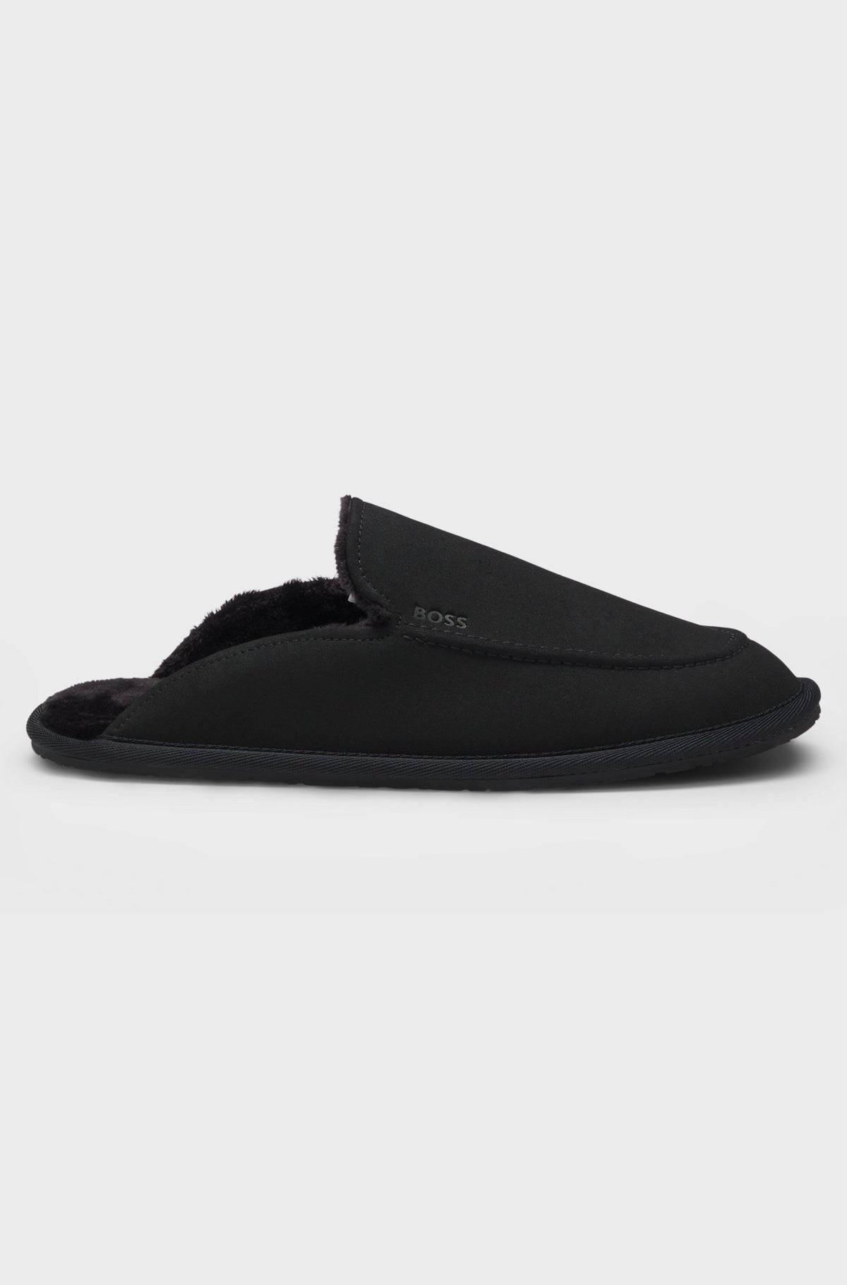 Boss Microfibre slippers with rubber sole - Black