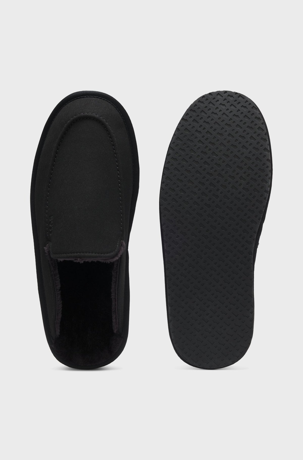 Boss Microfibre slippers with rubber sole - Black