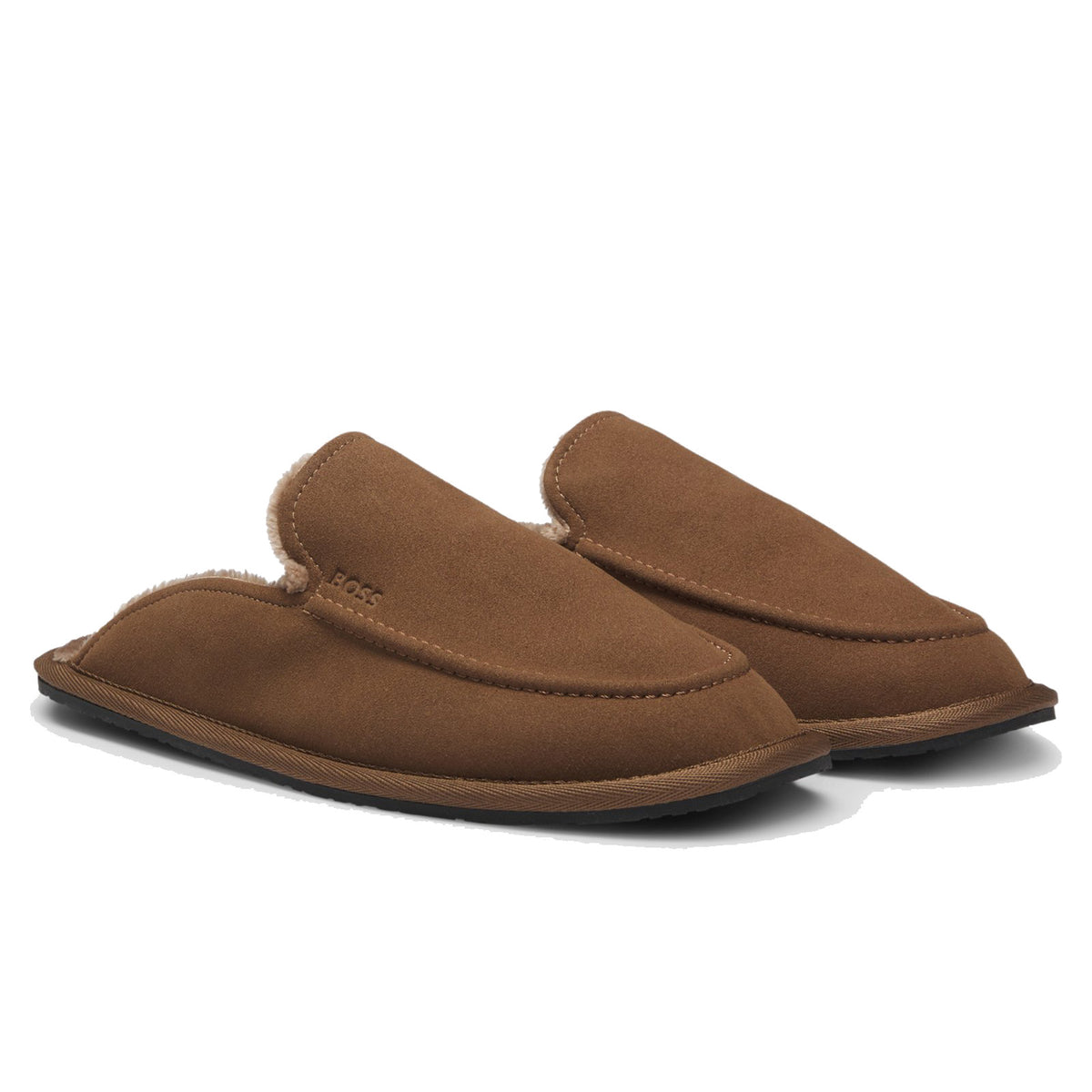 Boss Microfibre slippers with rubber sole - Brown